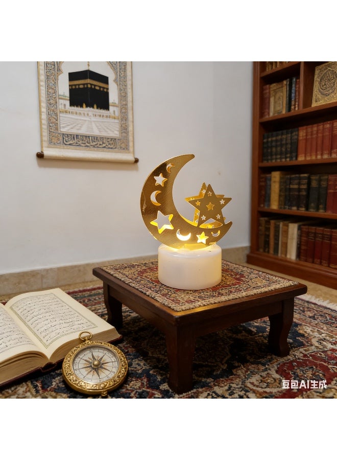 Ramadan Decoration Mini Lantern Lights, Moon Castle Lighthouse Eid Mubarak Lamp Plastic LED Night Light for Eid Ramadan Party Home Indoor Outdoor Bedroom Tabletop Decor - Image 3